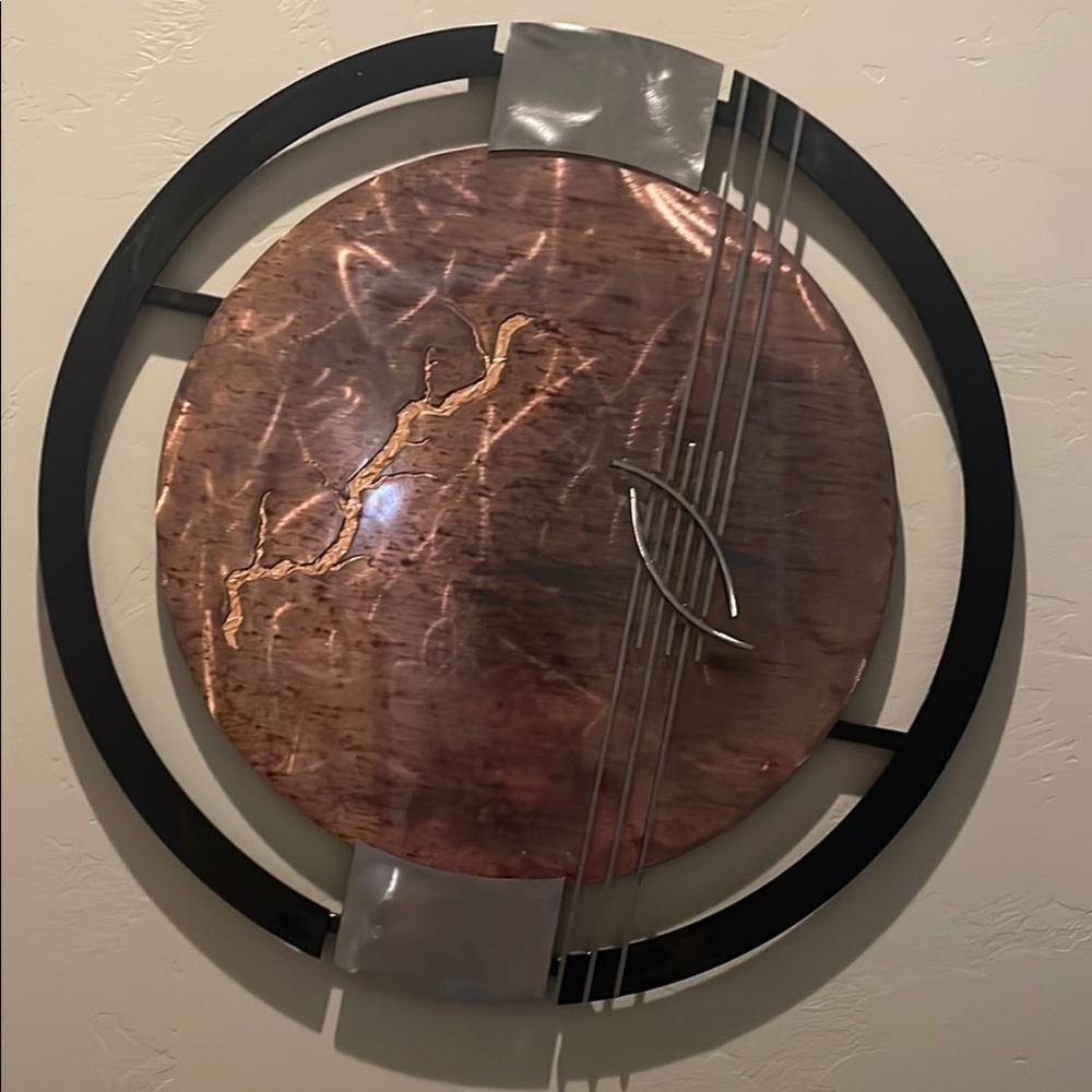Modern Abstract Wall Art in Copper and Black